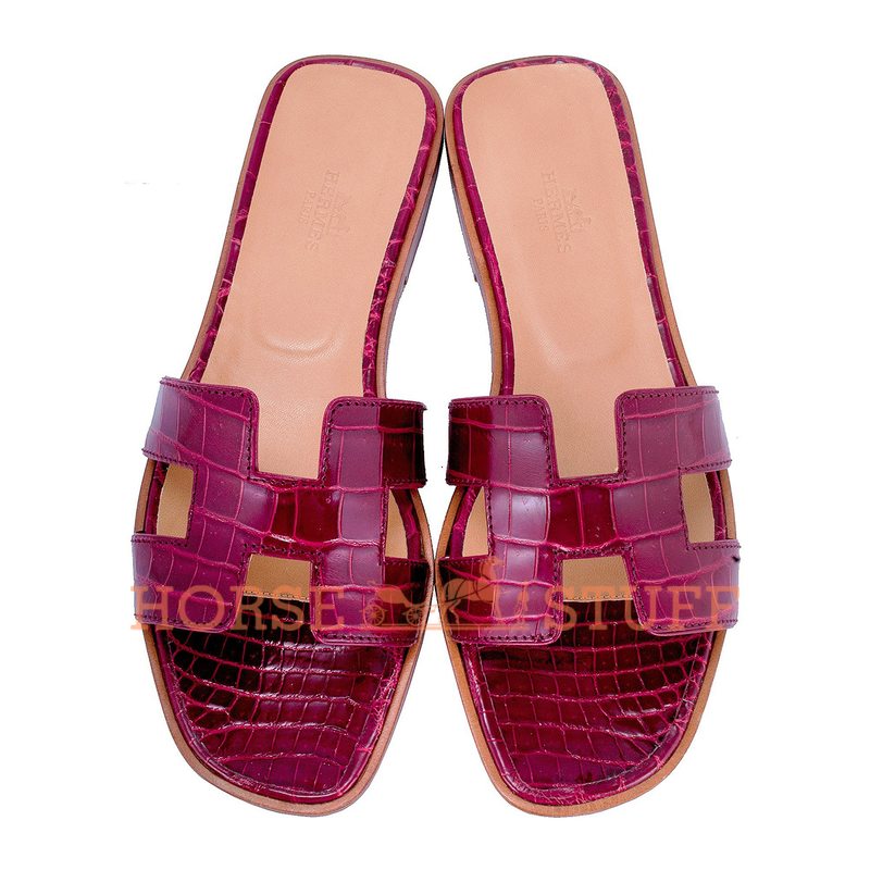 Hermès Oran Sandal Bordeaux Alligator