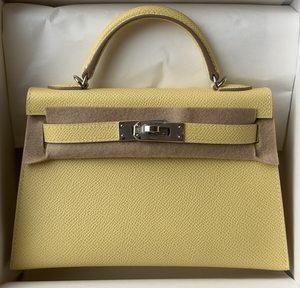 Kelly Mini Jaune Poussin Epsom PHW